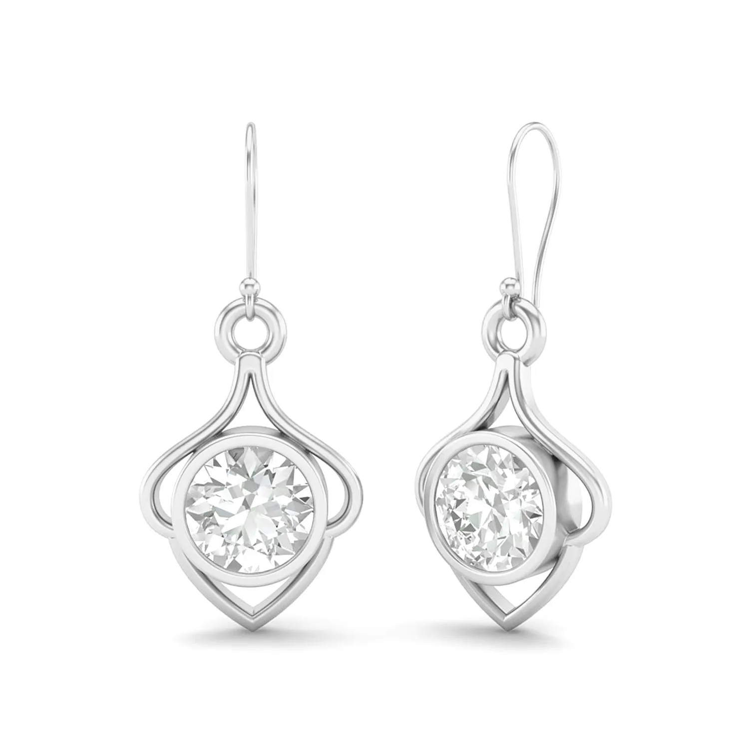 6MM Round Shape Moissanite 925 Sterling Silver Wire Dainty Earrings For Women