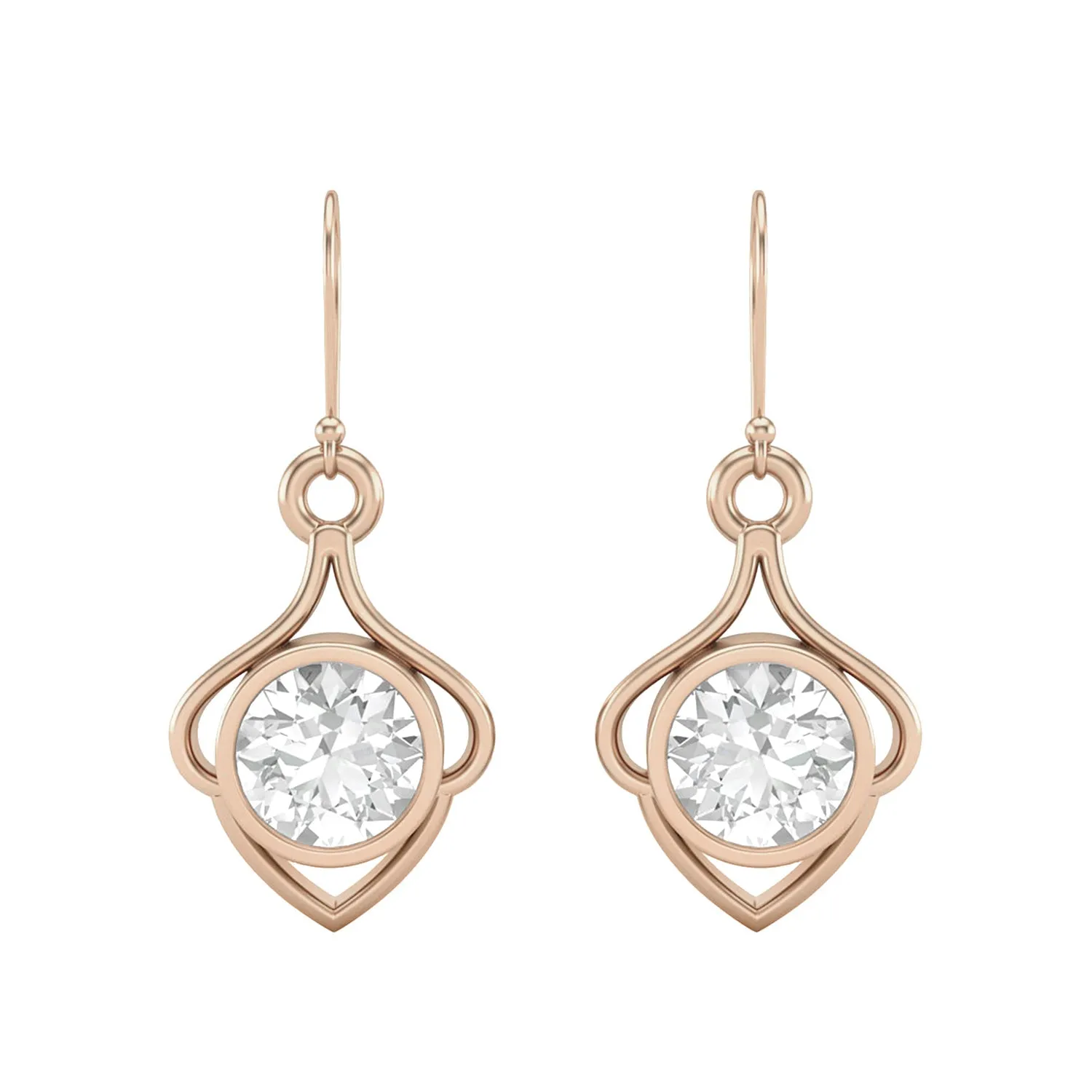 6MM Round Shape Moissanite 925 Sterling Silver Wire Dainty Earrings For Women
