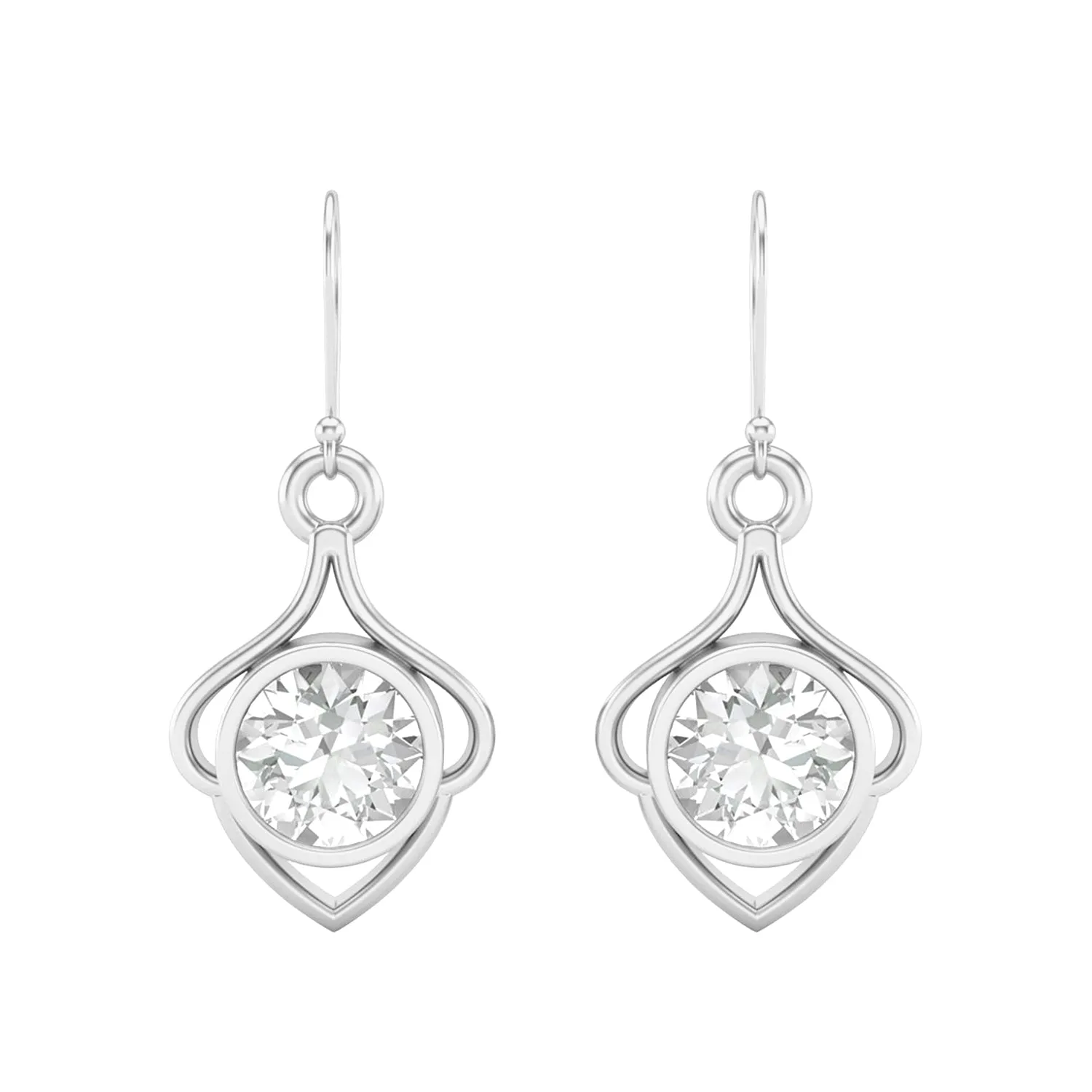 6MM Round Shape Moissanite 925 Sterling Silver Wire Dainty Earrings For Women