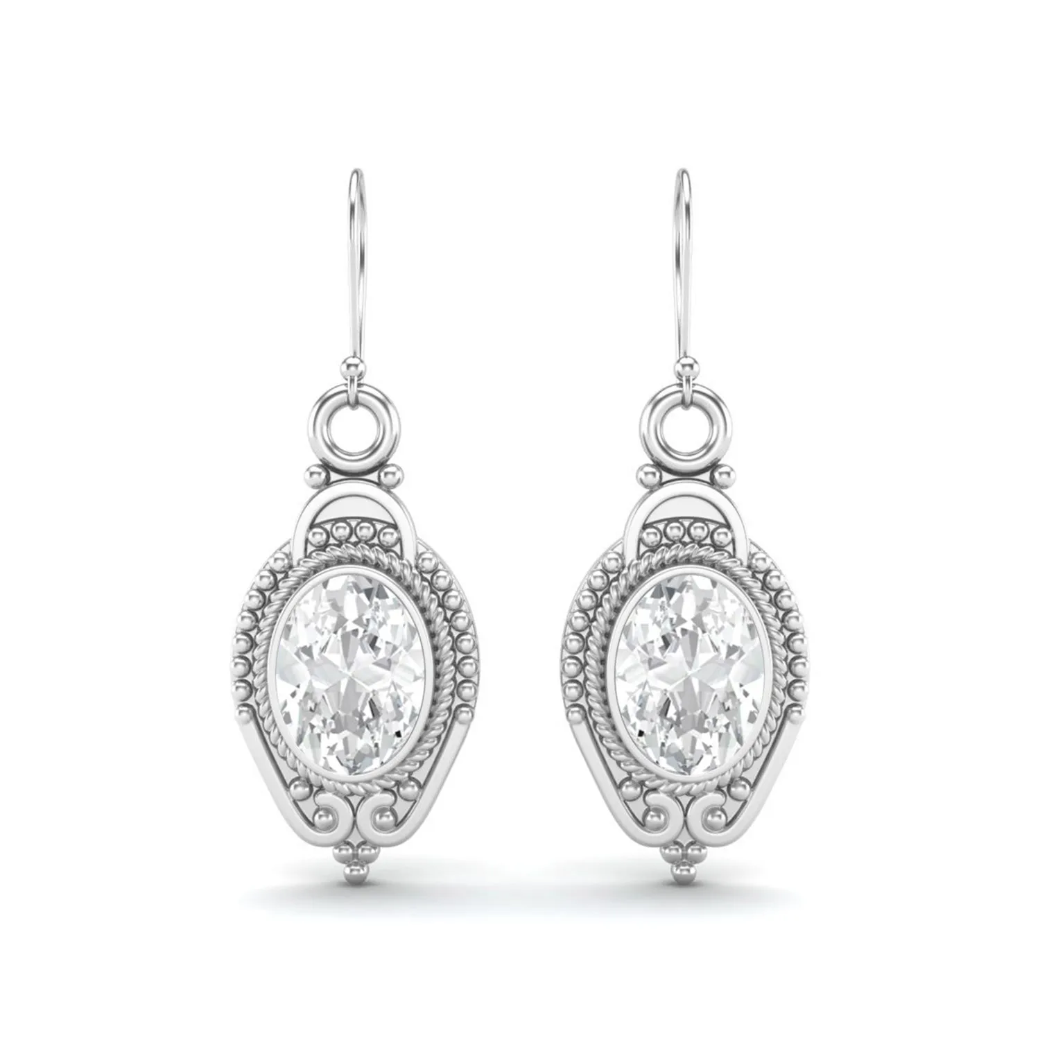 7x5mm Oval Shape Moissanite 925 Sterling Silver Drop Dangle Earrings For Women