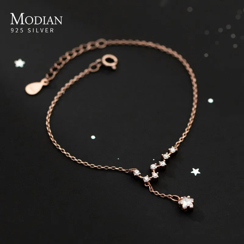 925 Silver Galaxy Stars CZ Link Bracelet