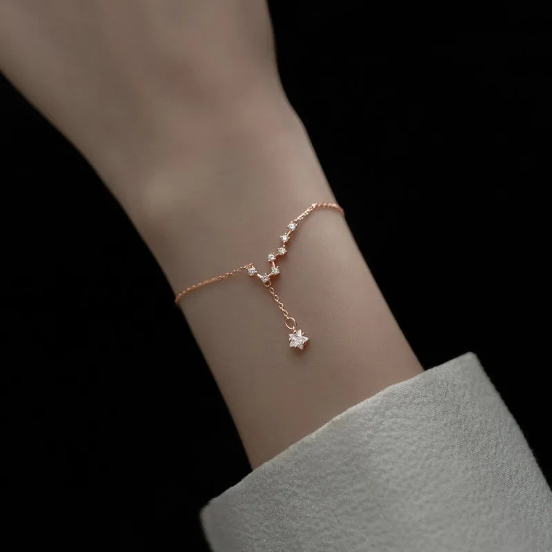 925 Silver Galaxy Stars CZ Link Bracelet