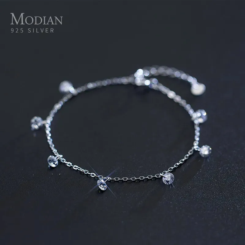 925 Sterling Silver Clear CZ Shining Chain