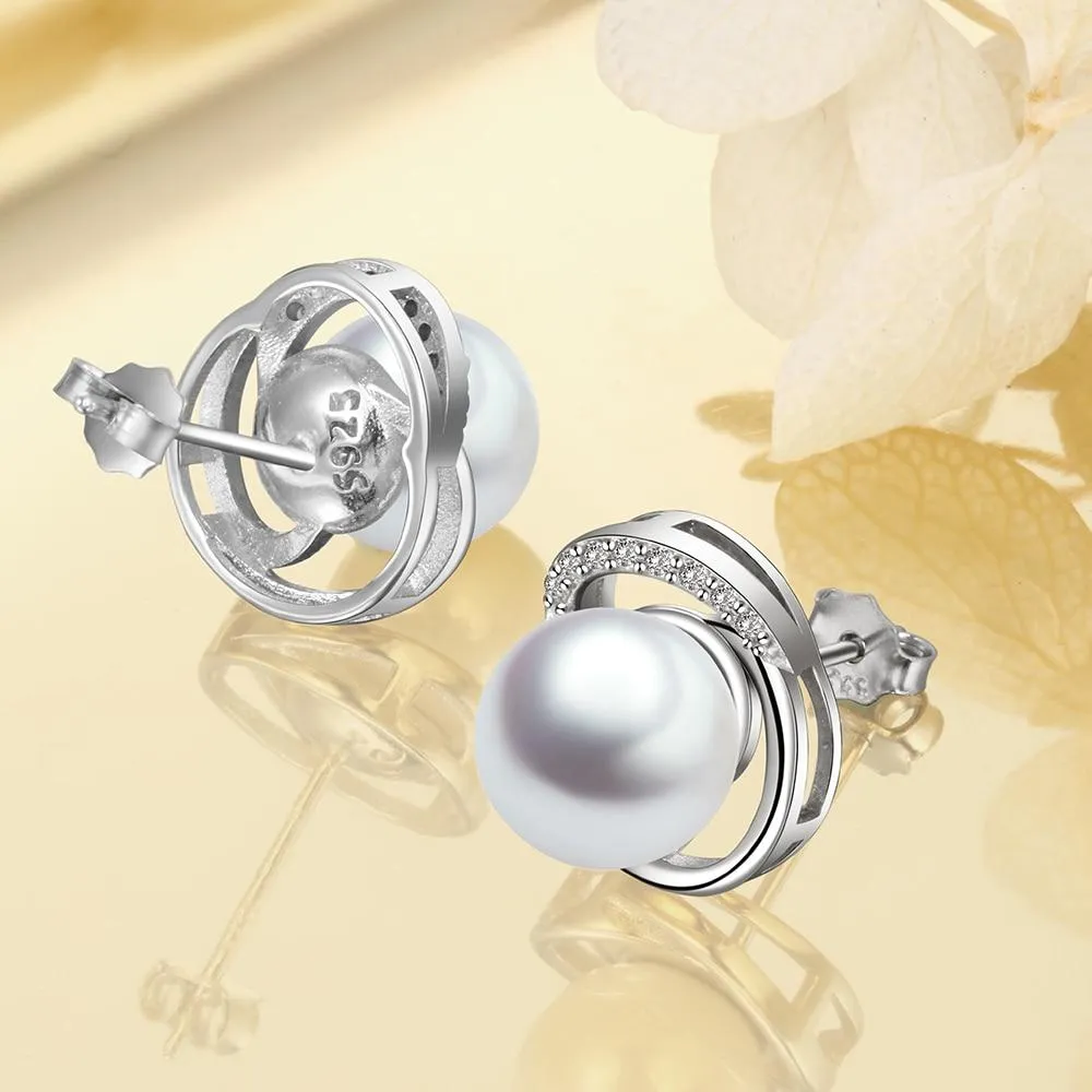925 Sterling Silver Pearl Wedding Earrings for Women White Pearls Stud Earrings Fine Jewelry Gift for Girls