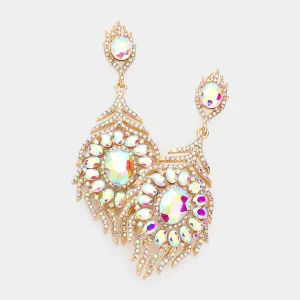 AB Crystal and Rhinestone Chandelier Earrings on Gold| Pageant Earrings | 283412