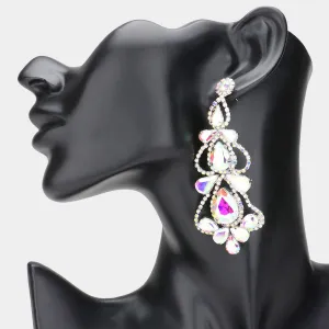 AB Teardrop Cluster Chandelier Pageant Earrings | AB Evening Earrings |  630813