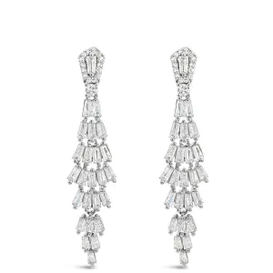 Absolute Silver & Clear Crystal Baguette Small Chandelier Earrings