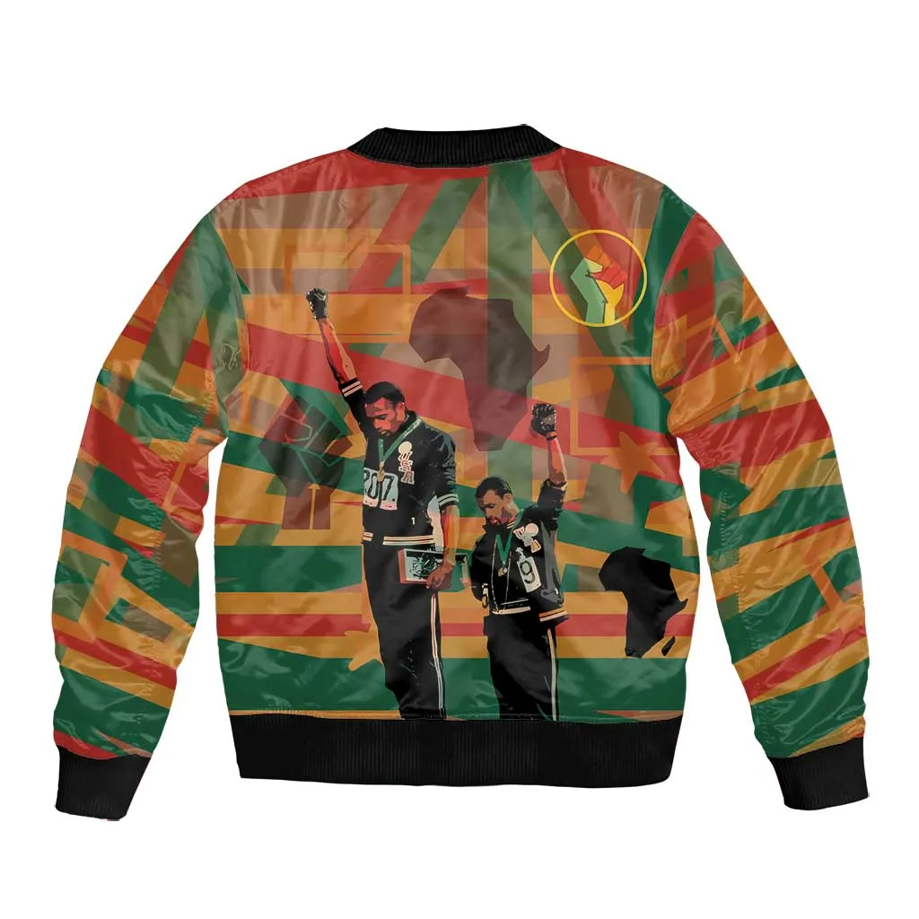 African American 1968 Bomber Jacket Black Power Fists of Freedom DT03