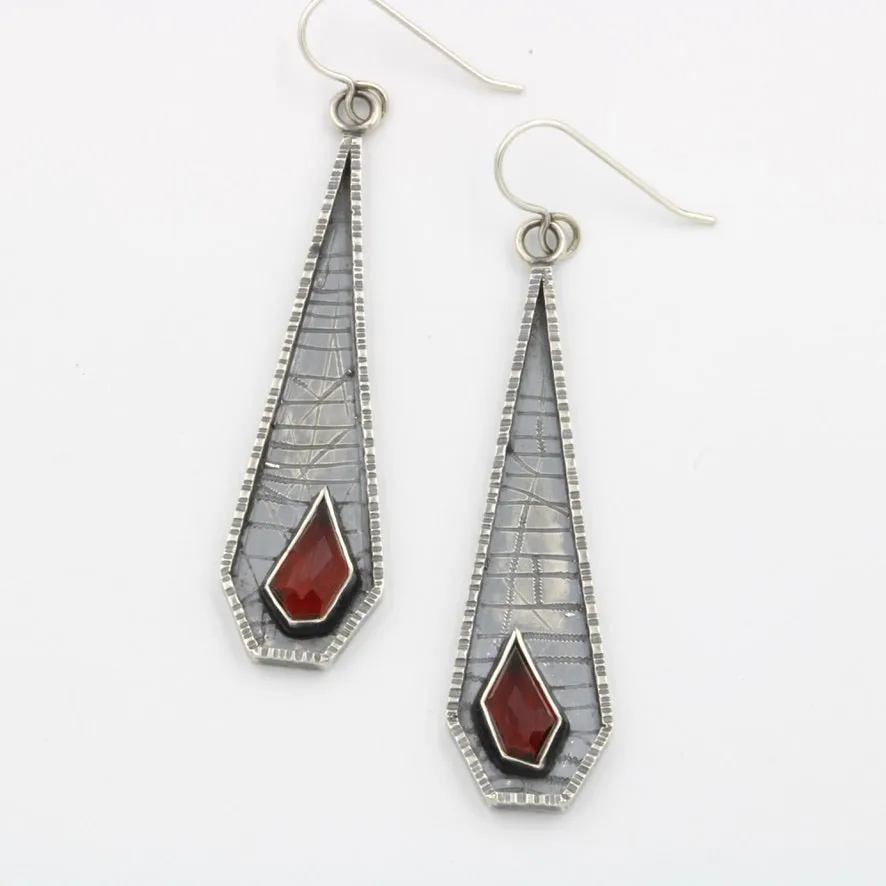 Almondine Garnet Polygon Earrings