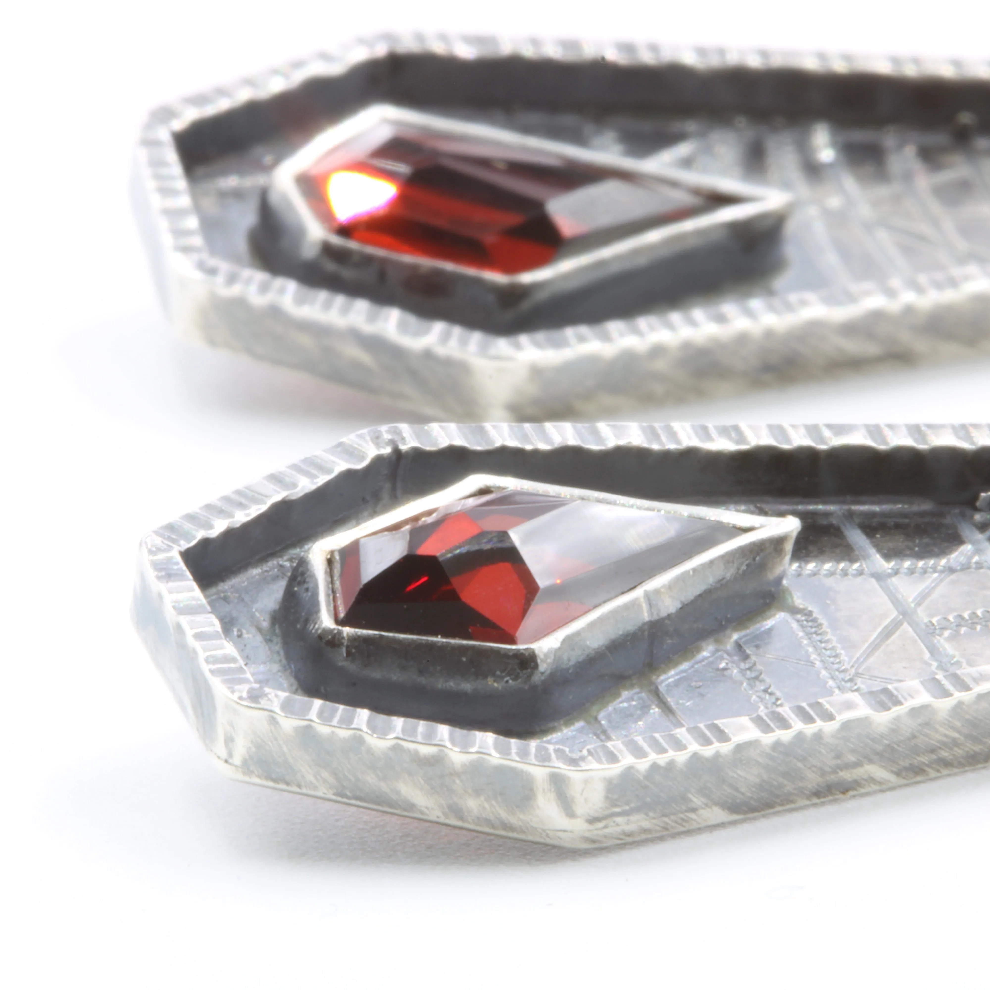 Almondine Garnet Polygon Earrings