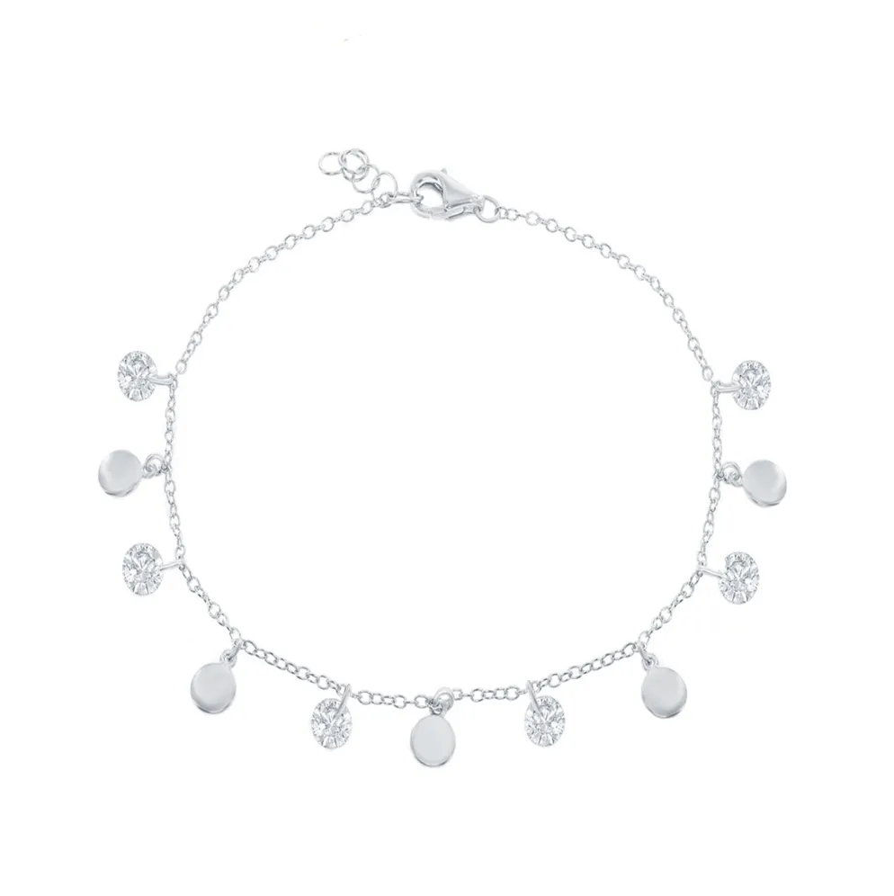 Alternating Disc and Sparkle Drop Bracelet