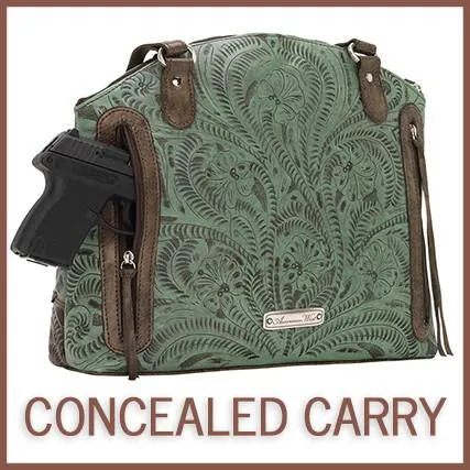 American West Handbag Lariats & Lace Collection: Leather Zip Top Tote