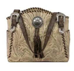 American West Handbag Lariats & Lace Collection: Leather Zip Top Tote