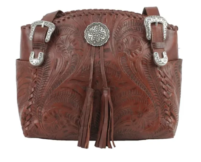 American West Handbag Lariats & Lace Collection: Leather Zip Top Tote