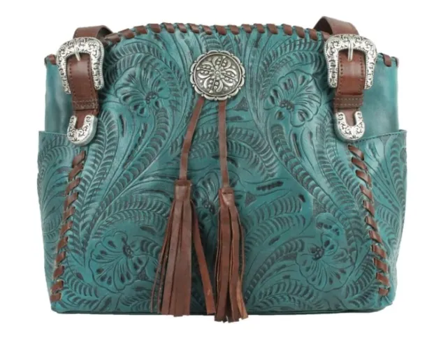 American West Handbag Lariats & Lace Collection: Leather Zip Top Tote