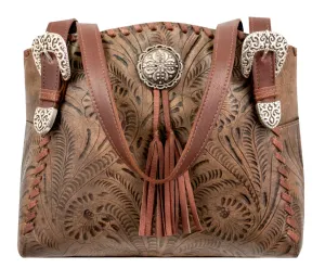 American West Handbag Lariats & Lace Collection: Leather Zip Top Tote