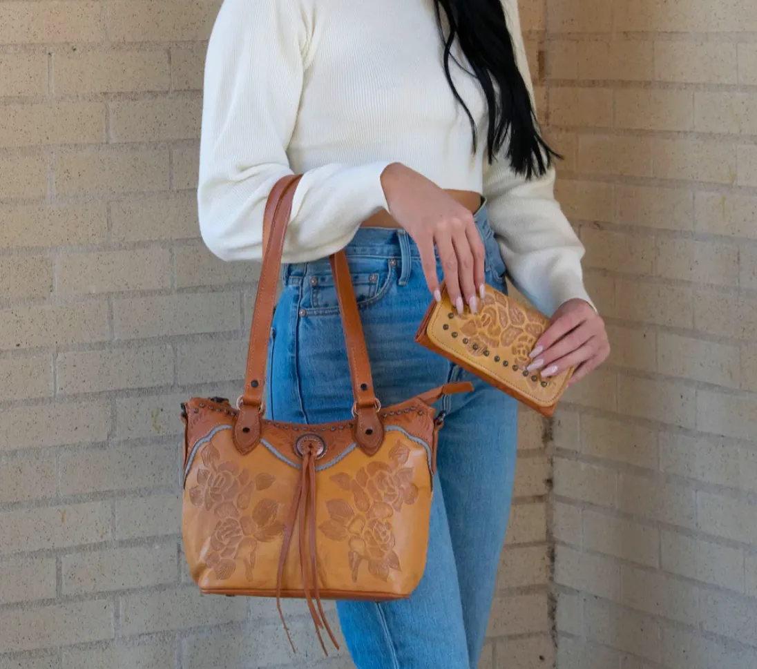 American West Handbag Texas Rose Collection: Small Bucket Tote