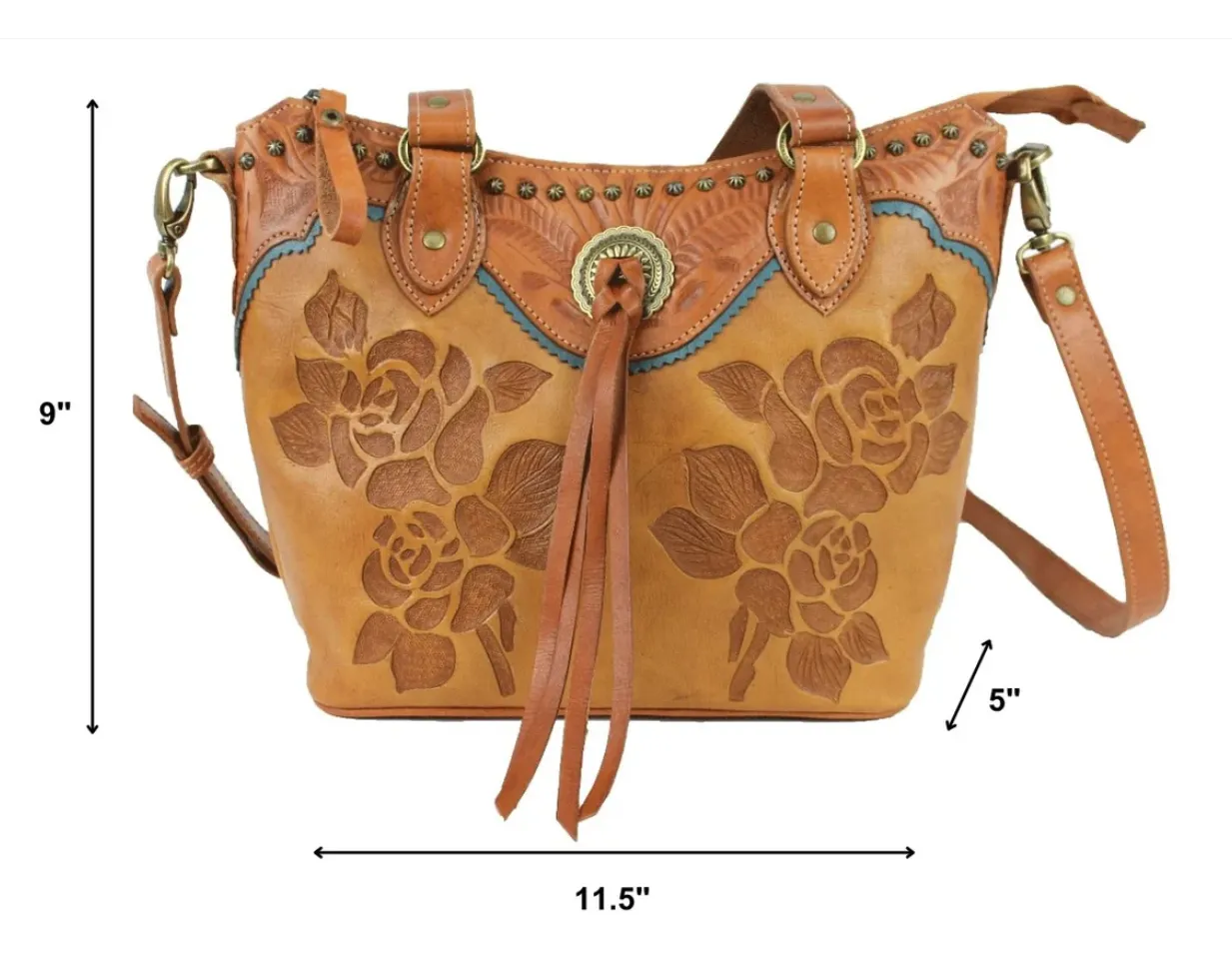 American West Handbag Texas Rose Collection: Small Bucket Tote