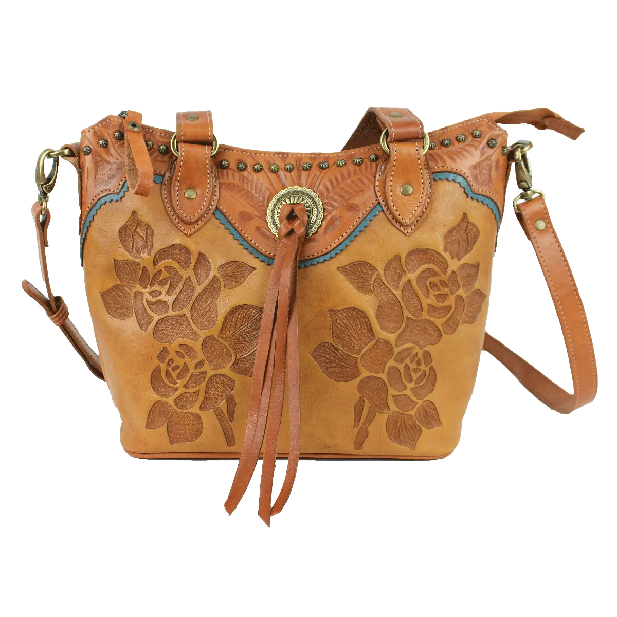 American West Handbag Texas Rose Collection: Small Bucket Tote