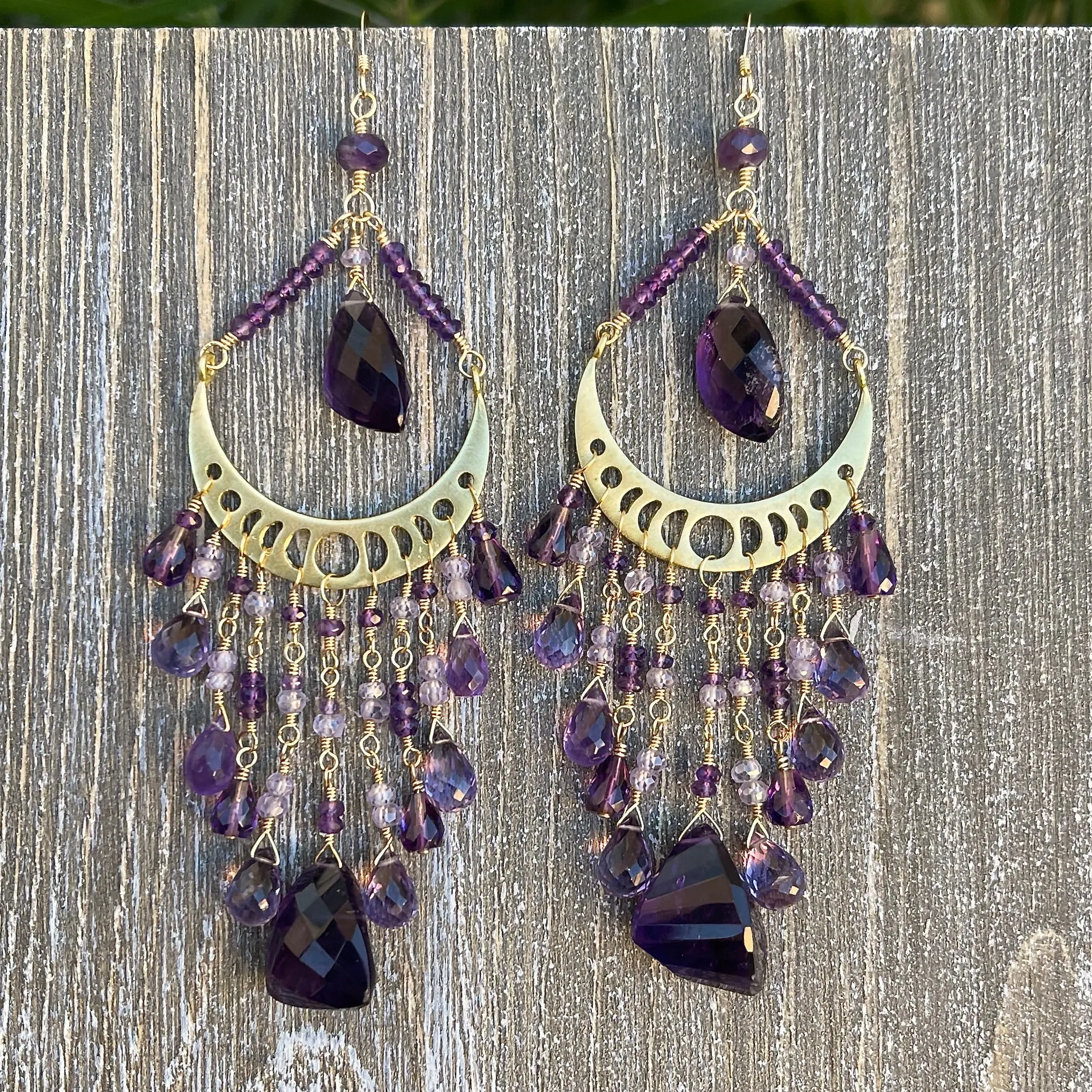 Amethyst, Cubic Zirconia, Chandelier Earrings