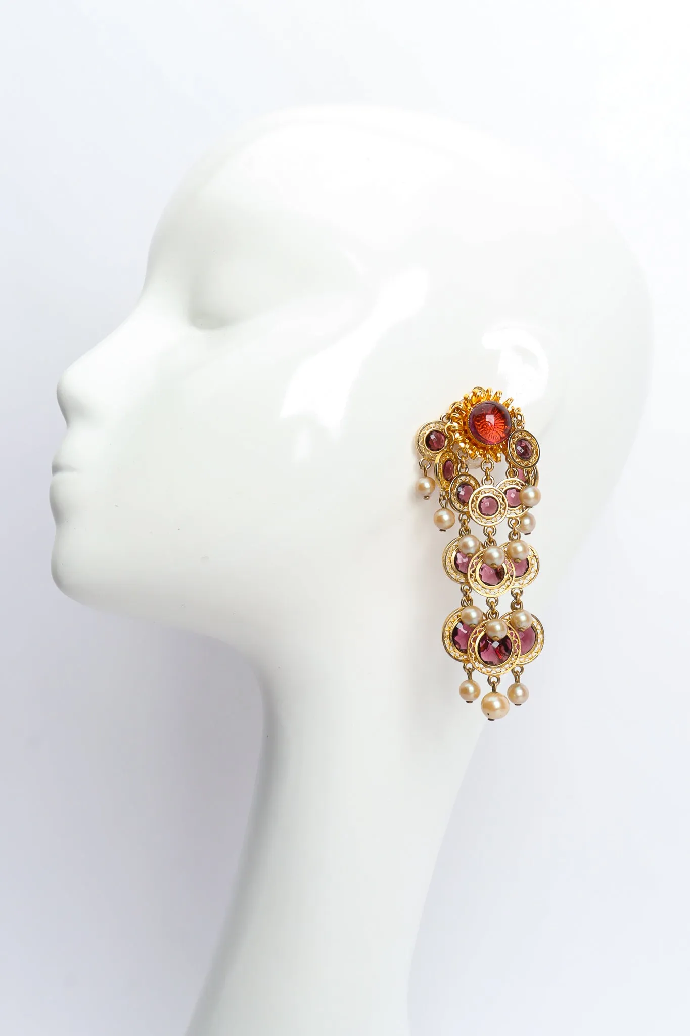 Amethyst Pearl Chandelier Earrings