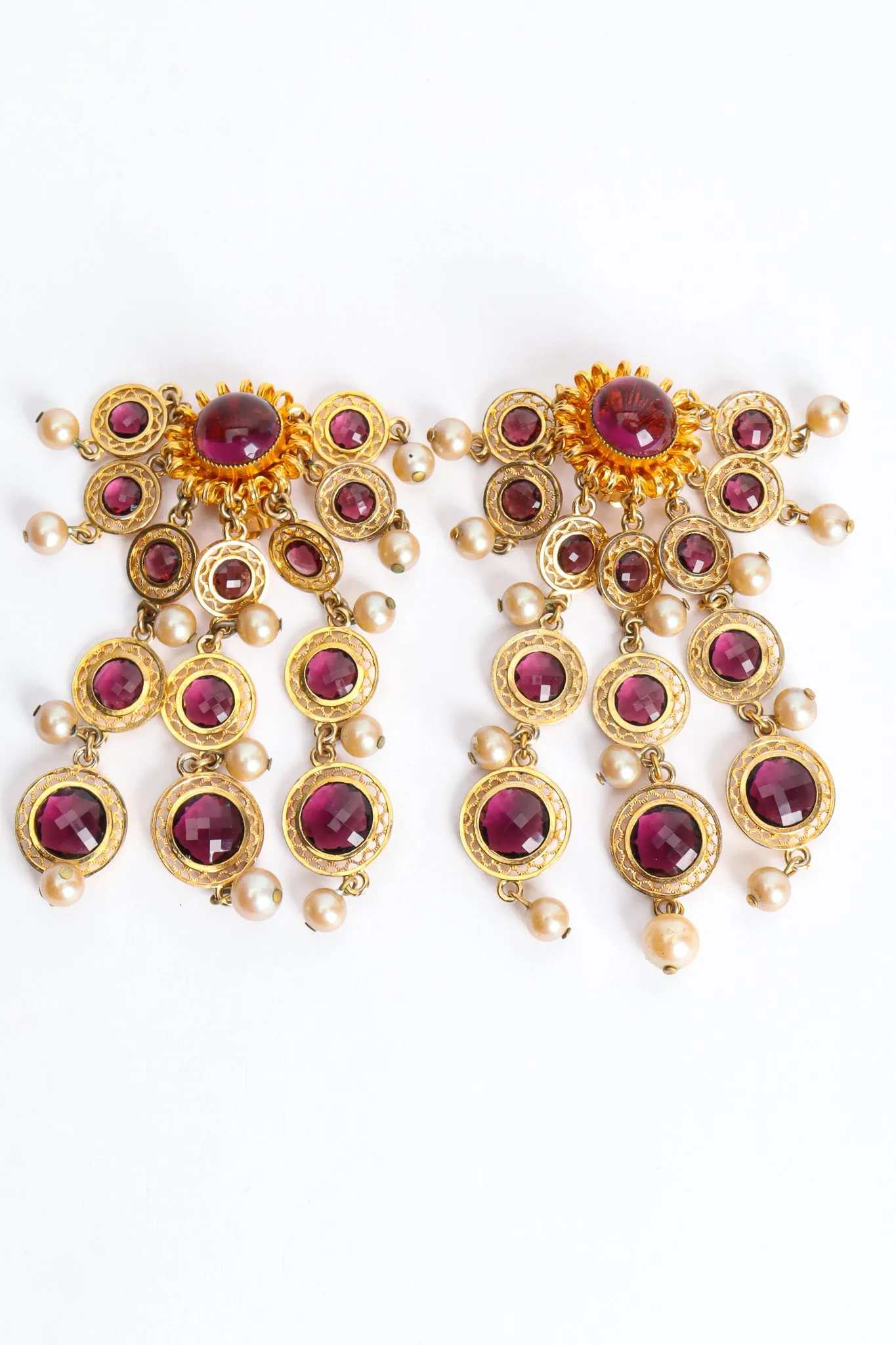 Amethyst Pearl Chandelier Earrings