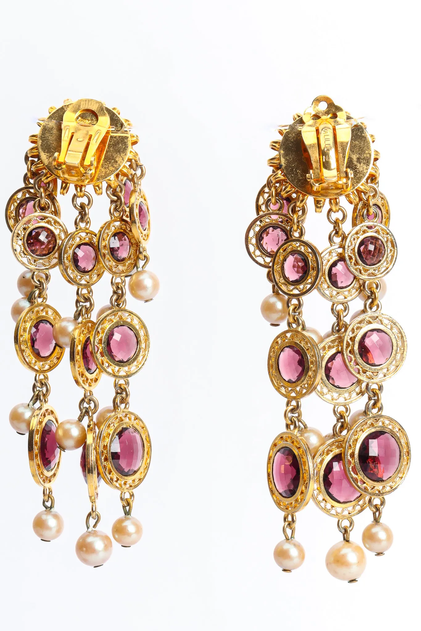 Amethyst Pearl Chandelier Earrings