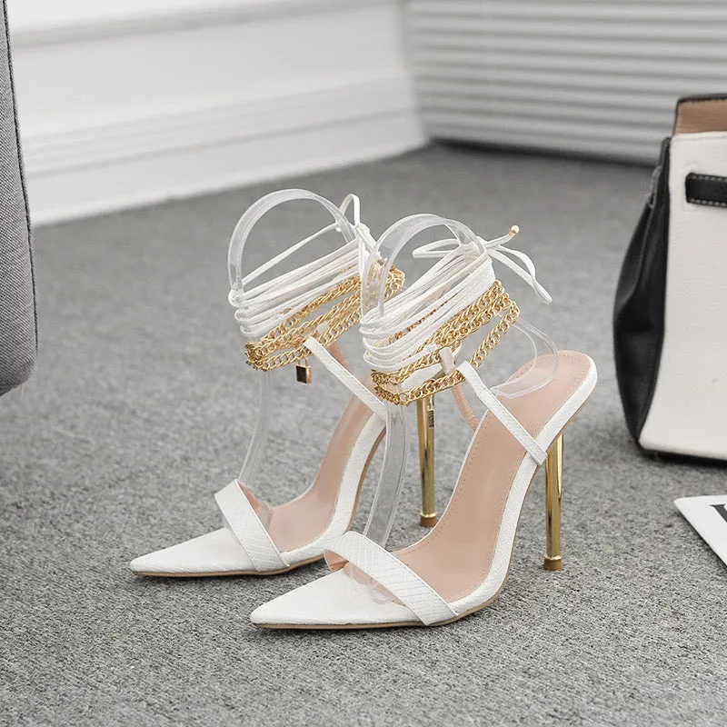 Amy Ankle Strap Chain High Heels