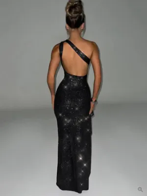 Anaisa® | Shiny, Backless Cocktail Dress With Pearls