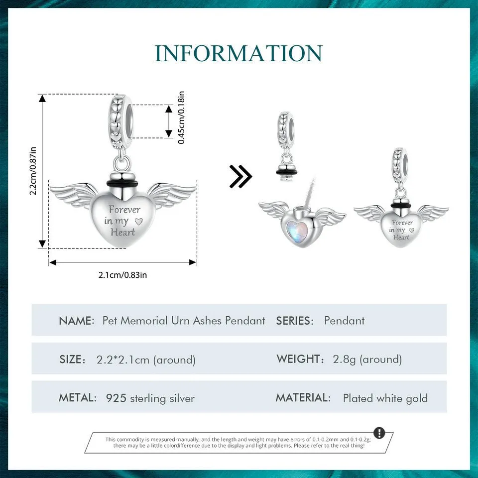 Angel Wings Memorial Pendant Charm