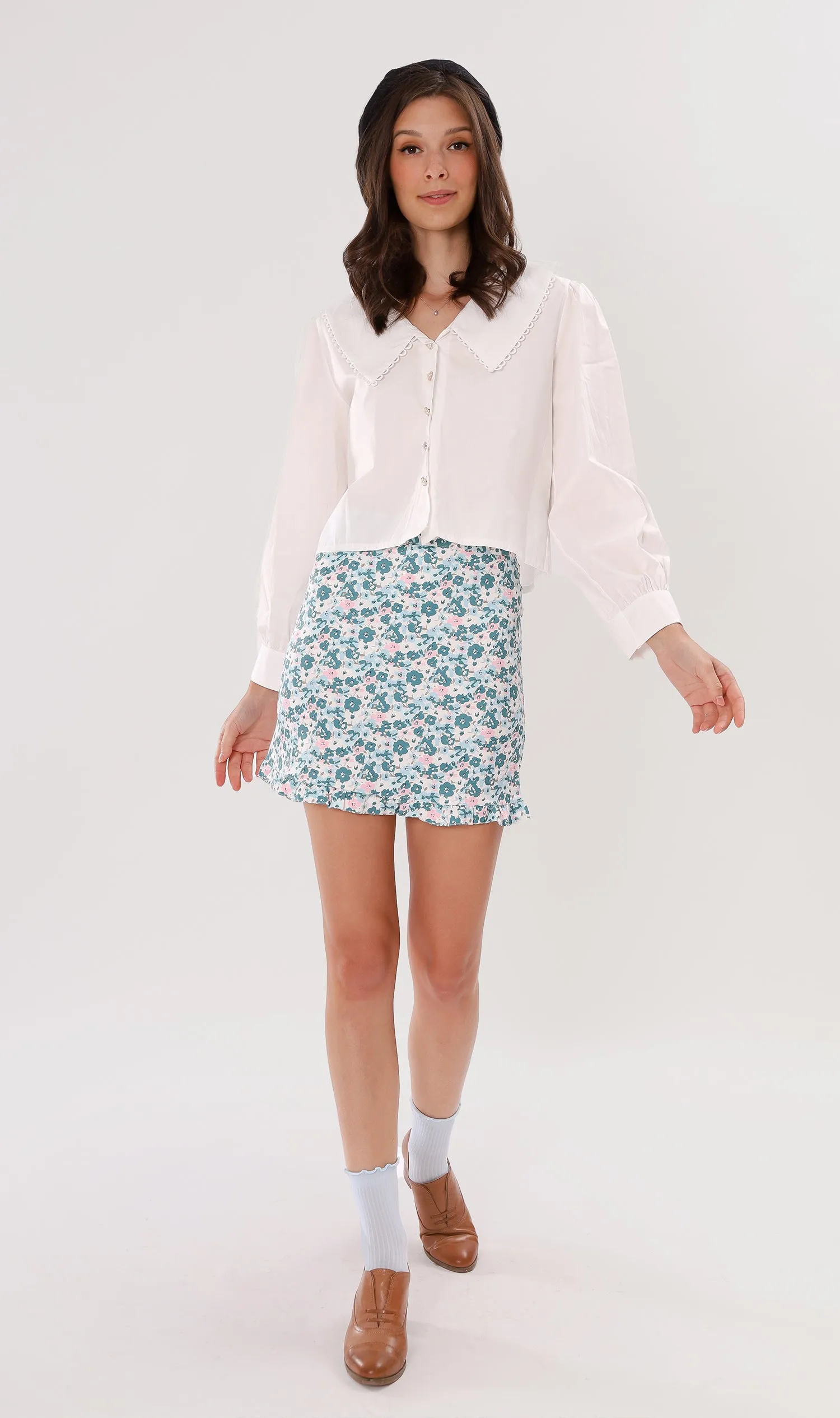 ANNALISE Prairie-Collar Top (White)