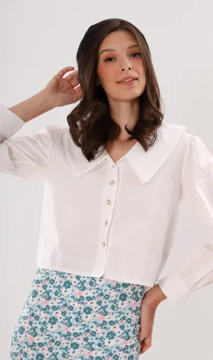 ANNALISE Prairie-Collar Top (White)