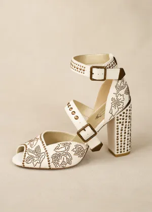 Aquaria Leather Studded Heel in Lily