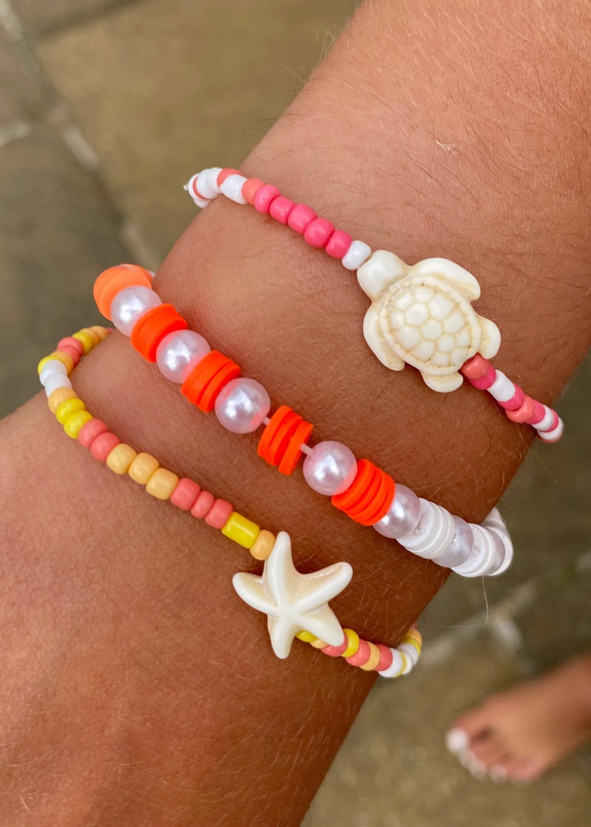 Aquatic Orange Mix Beaded Bracelets