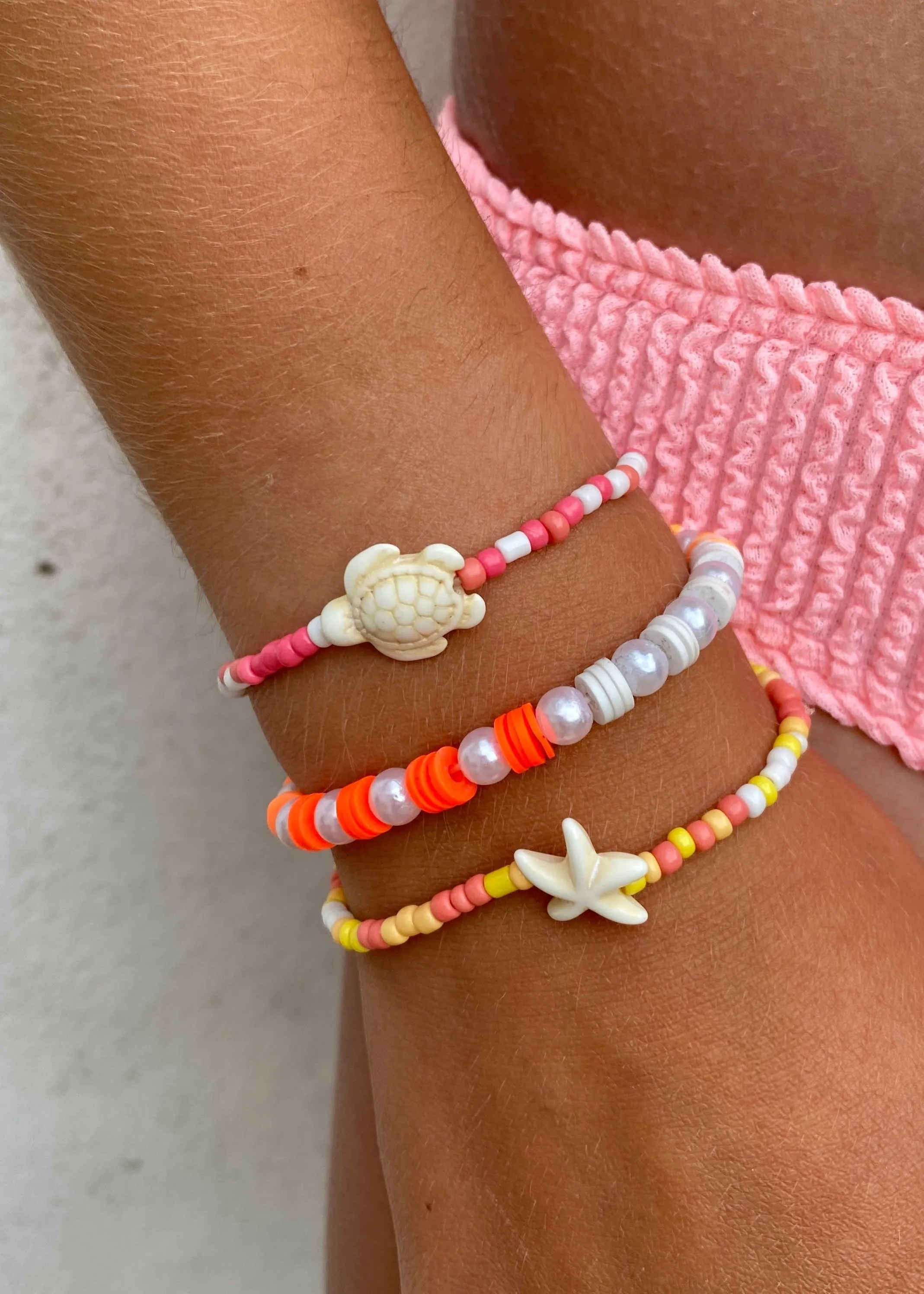 Aquatic Orange Mix Beaded Bracelets