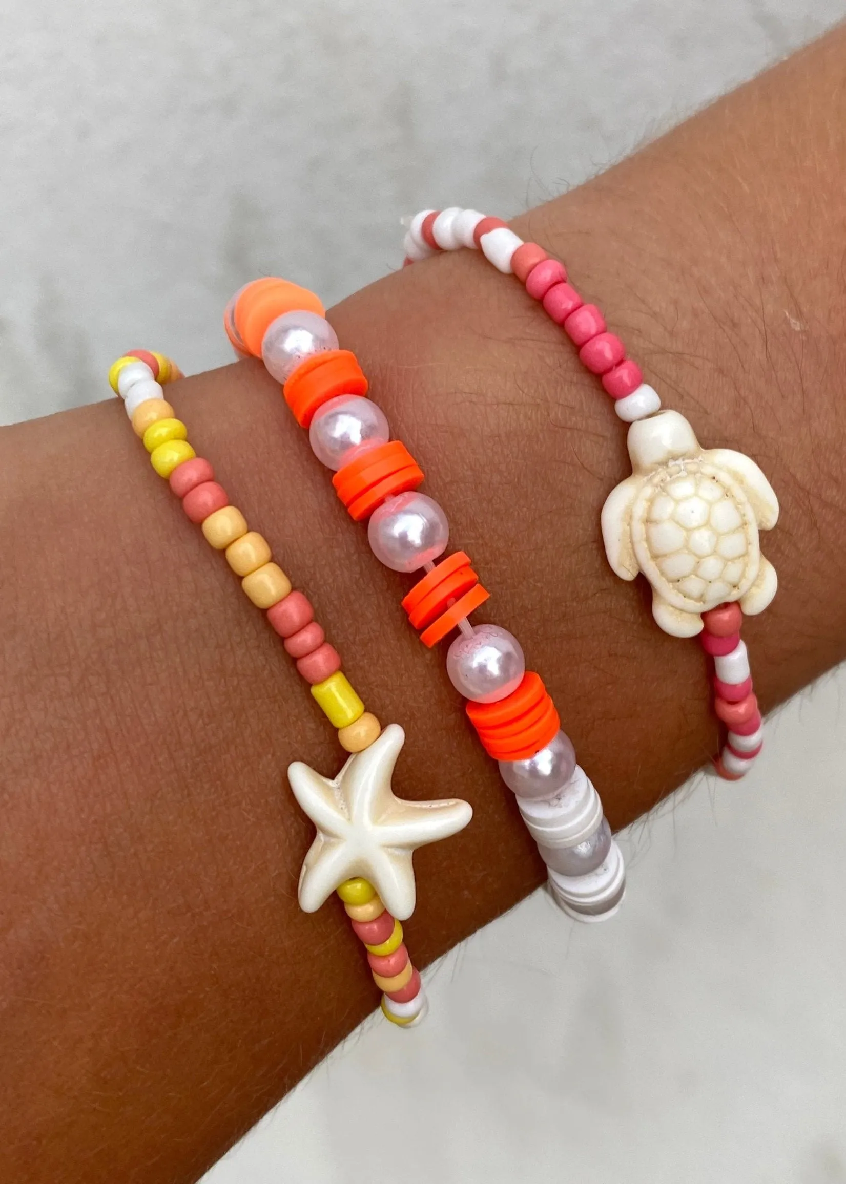Aquatic Orange Mix Beaded Bracelets