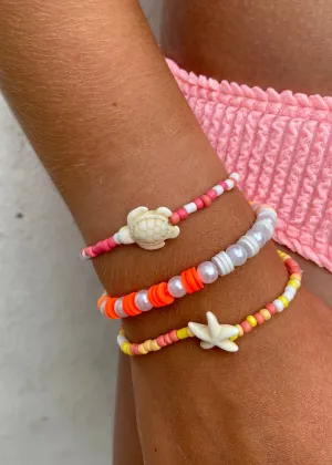 Aquatic Orange Mix Beaded Bracelets
