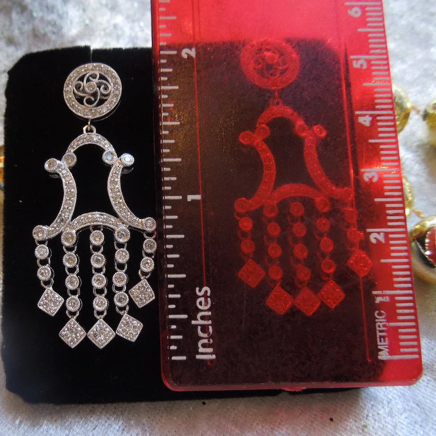 Art Deco Style Platinum and Diamond Chandelier Earrings