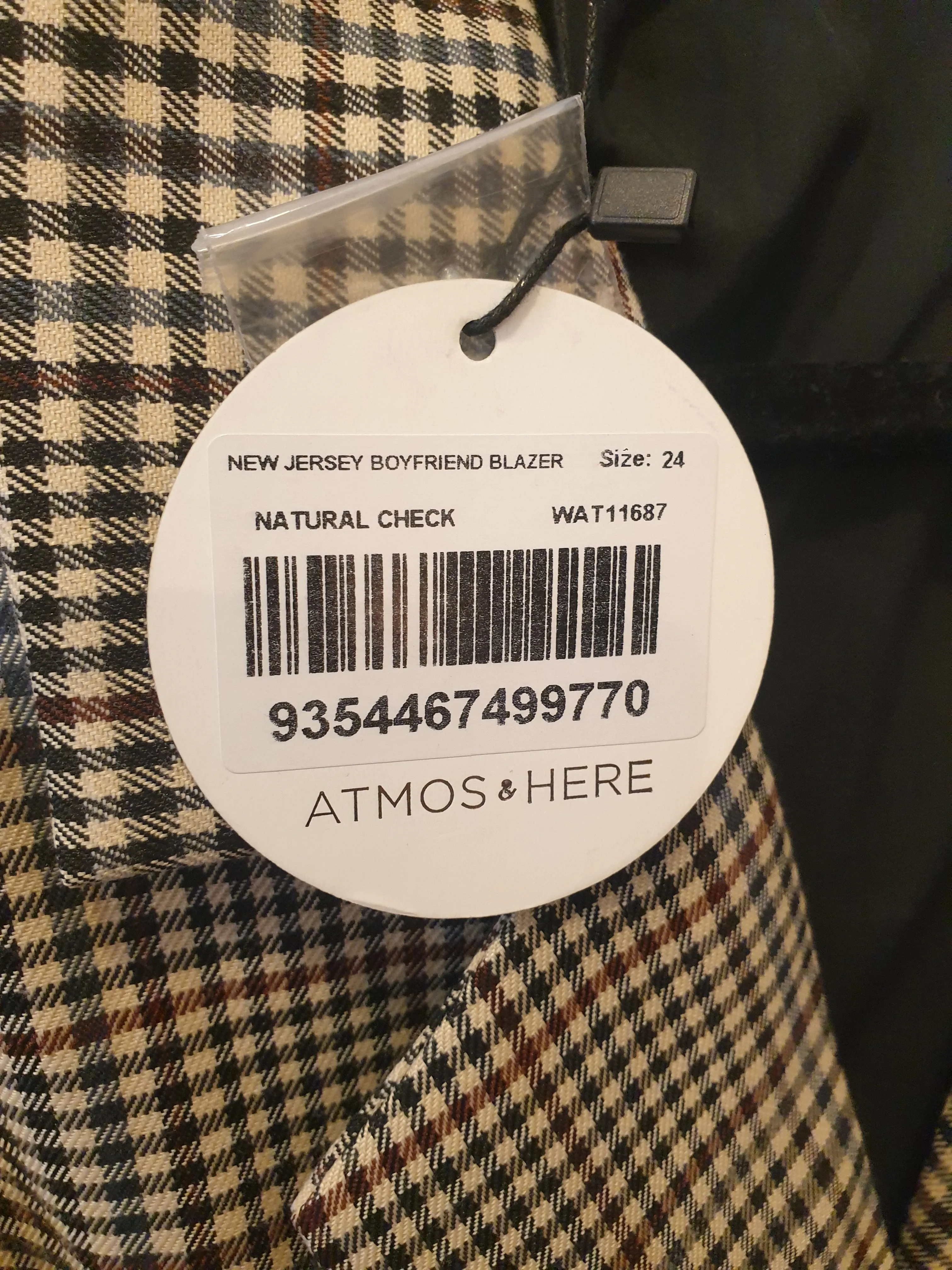 Atmos & Here check print blazer size 24 (small fit, best fits 18)