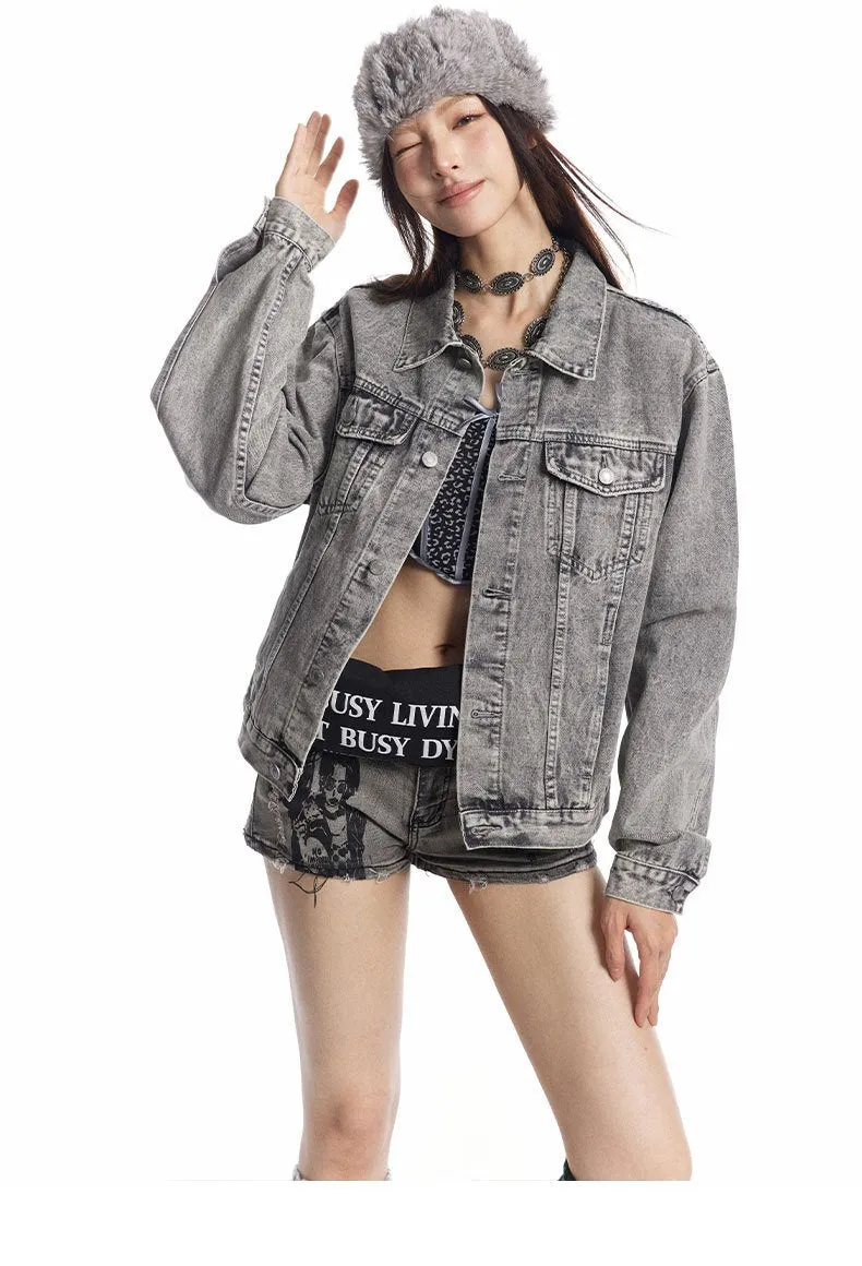 Autumn Winter Retro Washed Denim Jacket