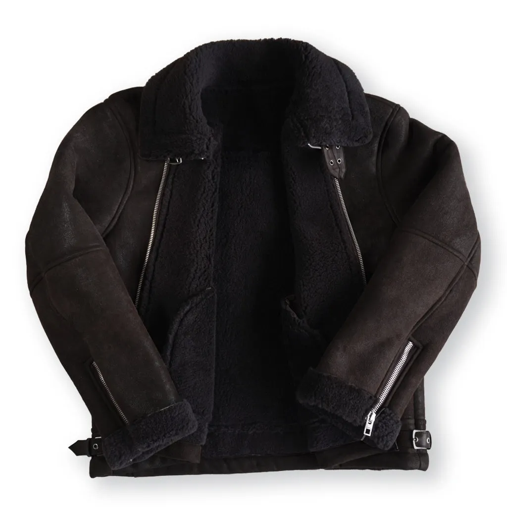 B3 SHEARLING FLIGHT LEATHER JACKET - SEPIA CRACKED BROWN