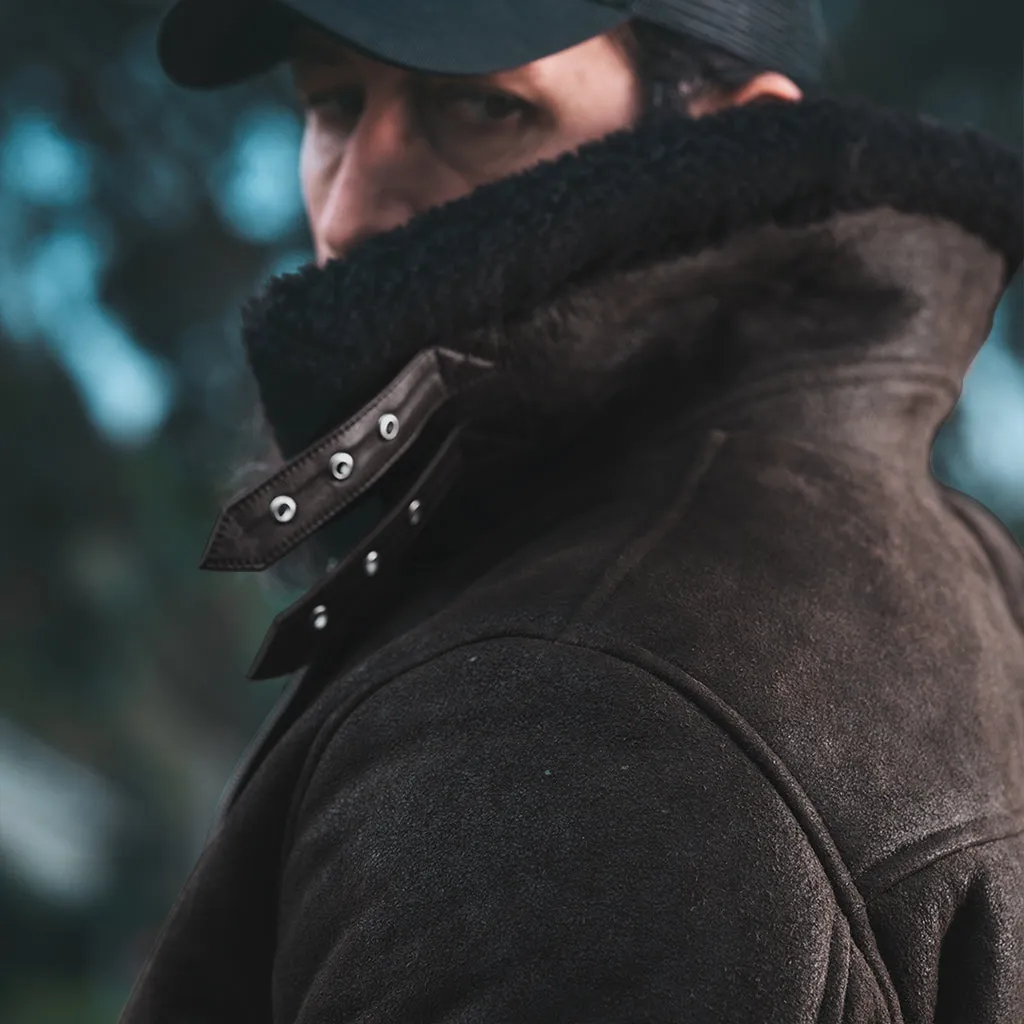 B3 SHEARLING FLIGHT LEATHER JACKET - SEPIA CRACKED BROWN
