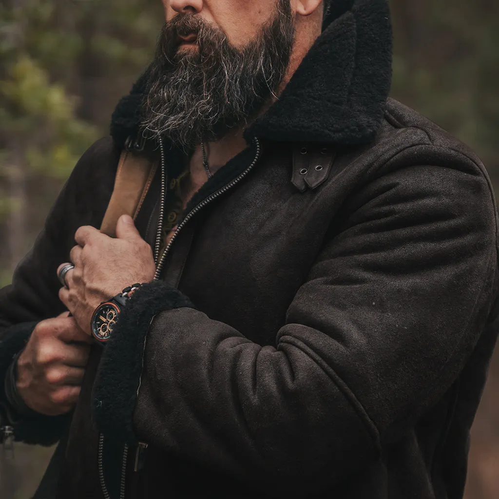 B3 SHEARLING FLIGHT LEATHER JACKET - SEPIA CRACKED BROWN