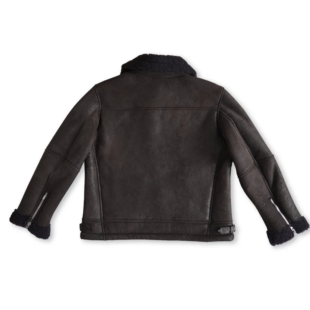 B3 SHEARLING FLIGHT LEATHER JACKET - SEPIA CRACKED BROWN
