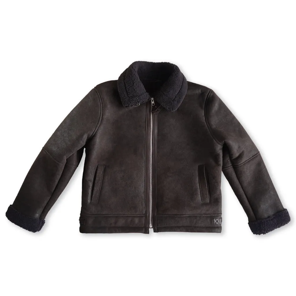 B3 SHEARLING FLIGHT LEATHER JACKET - SEPIA CRACKED BROWN