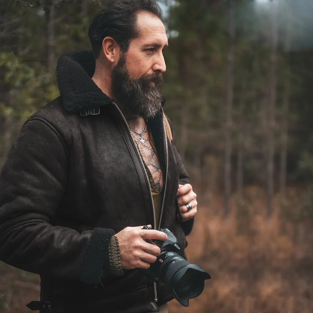 B3 SHEARLING FLIGHT LEATHER JACKET - SEPIA CRACKED BROWN