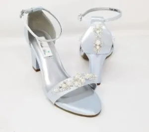 Baby Blue Wedding Shoes with Crystals and Pearls