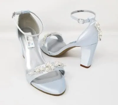 Baby Blue Wedding Shoes with Crystals and Pearls