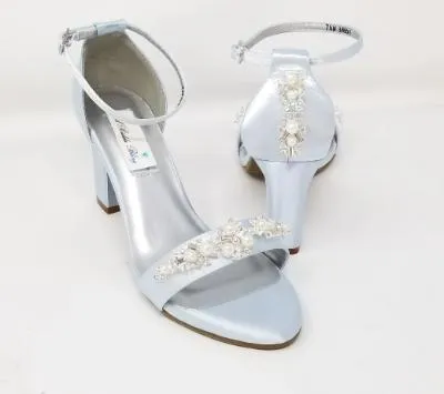 Baby Blue Wedding Shoes with Crystals and Pearls