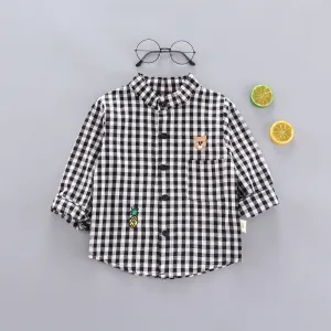 Baby Boys Thin Long Sleeve Cotton Check Shirts - Black, Red, Beige